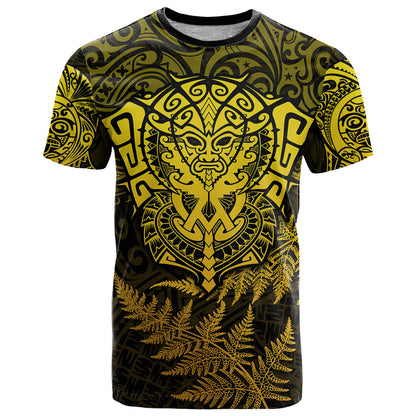 New Zealand Rugby T-Shirt Silver Fern All Black Mix Ta Moko Gold Style Graphic Tee