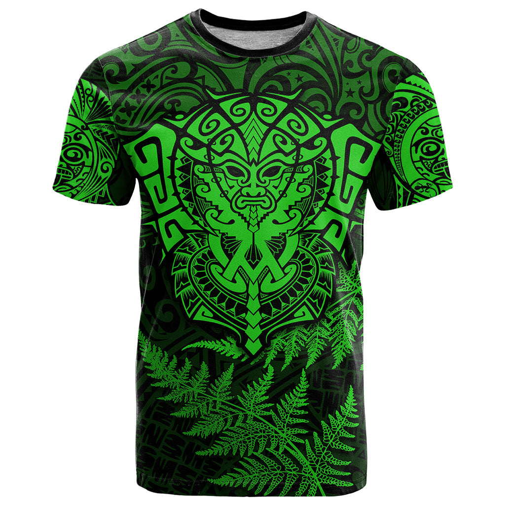 New Zealand Rugby T-Shirt Silver Fern All Black Mix Ta Moko Green Style Graphic Tee