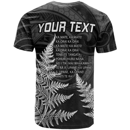 Personalised New Zealand Rugby T-Shirt Aotearoa Ka Mate Haka All Black Mix Ta Moko White Style Graphic Tee