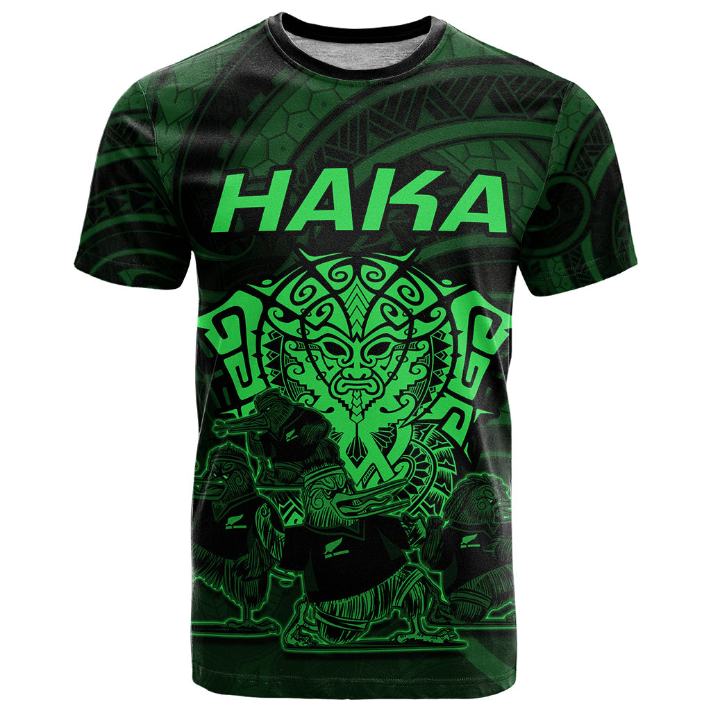 Personalised New Zealand Rugby T-Shirt Aotearoa Ka Mate Haka All Black Mix Ta Moko Green Style Graphic Tee