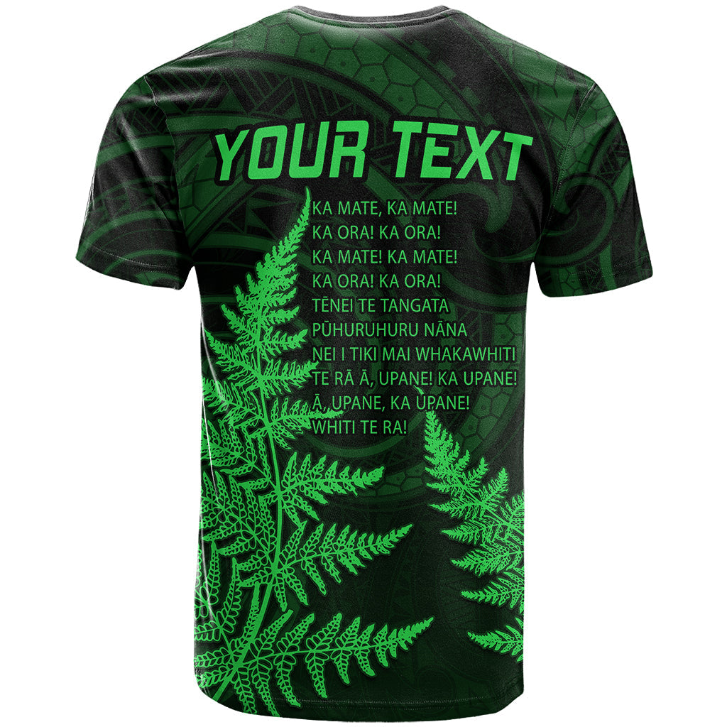 Personalised New Zealand Rugby T-Shirt Aotearoa Ka Mate Haka All Black Mix Ta Moko Green Style Graphic Tee