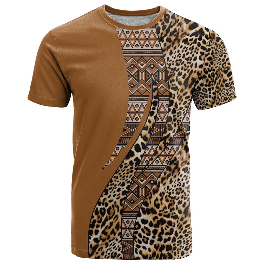 Africa Leopard Mix Native Tribal Pattern T-Shirt Graphic Tee