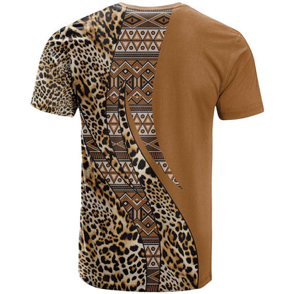 Africa Leopard Mix Native Tribal Pattern T-Shirt Graphic Tee