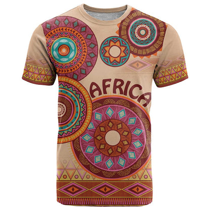Africa Tribal Traditional Pattern T-Shirt Beige Motif Graphic Tee