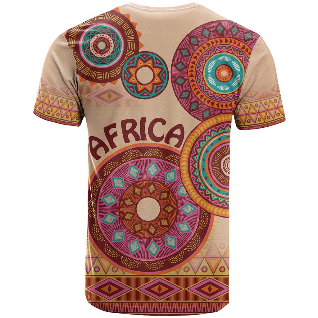 Africa Tribal Traditional Pattern T-Shirt Beige Motif Graphic Tee