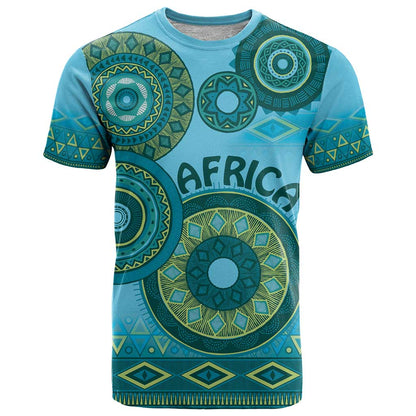 Africa Tribal Traditional Pattern T-Shirt Blue Motif Graphic Tee