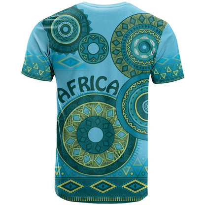 Africa Tribal Traditional Pattern T-Shirt Blue Motif Graphic Tee