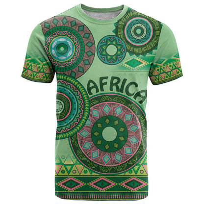 Africa Tribal Traditional Pattern T-Shirt Green Motif Graphic Tee