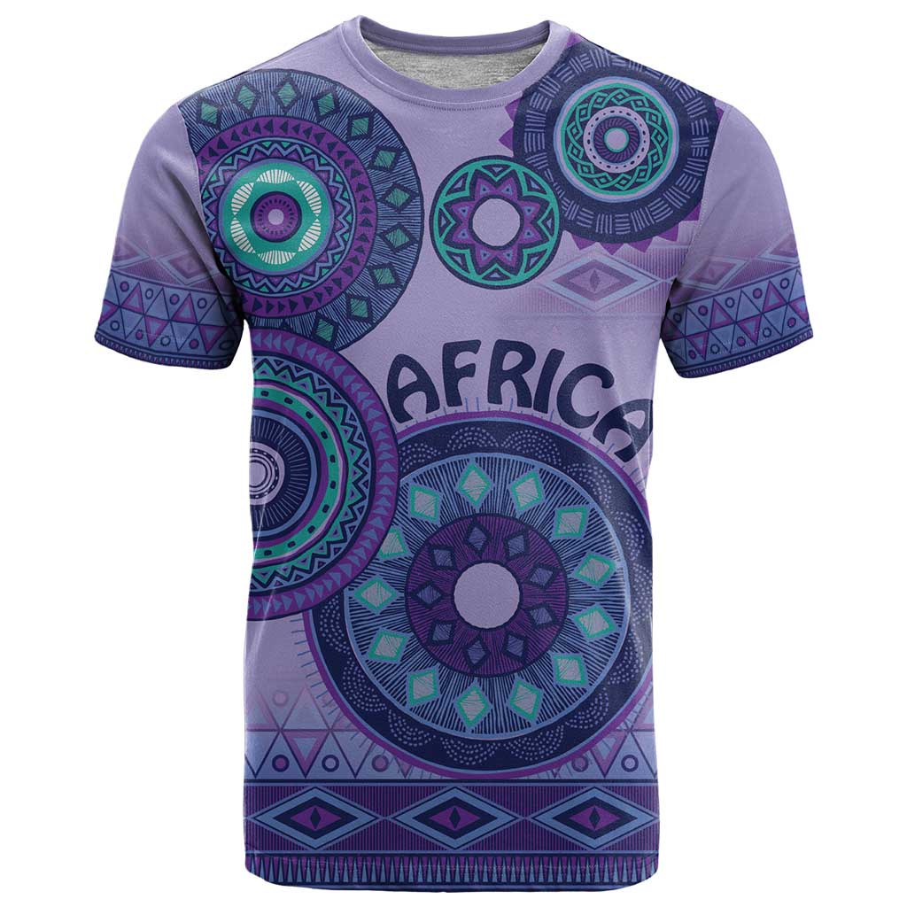 Africa Tribal Traditional Pattern T-Shirt Purple Motif Graphic Tee