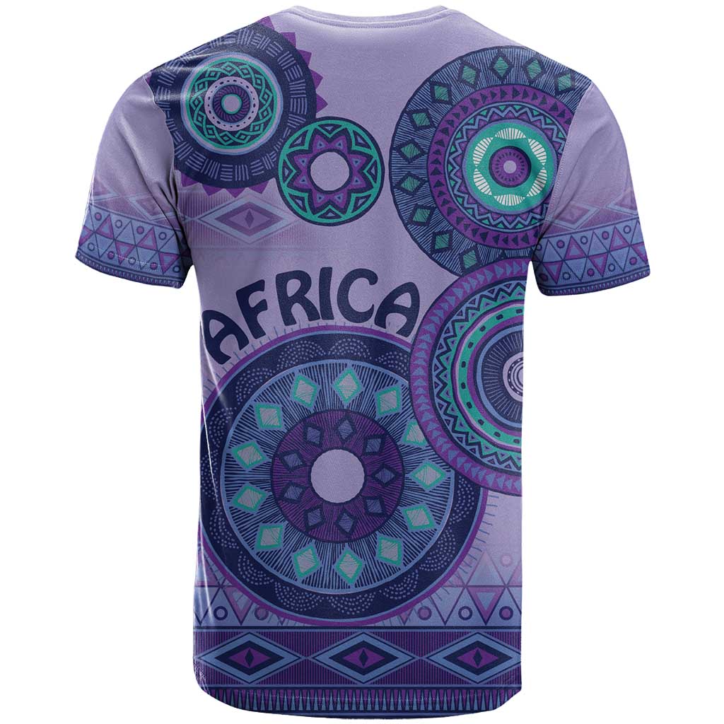 Africa Tribal Traditional Pattern T-Shirt Purple Motif Graphic Tee