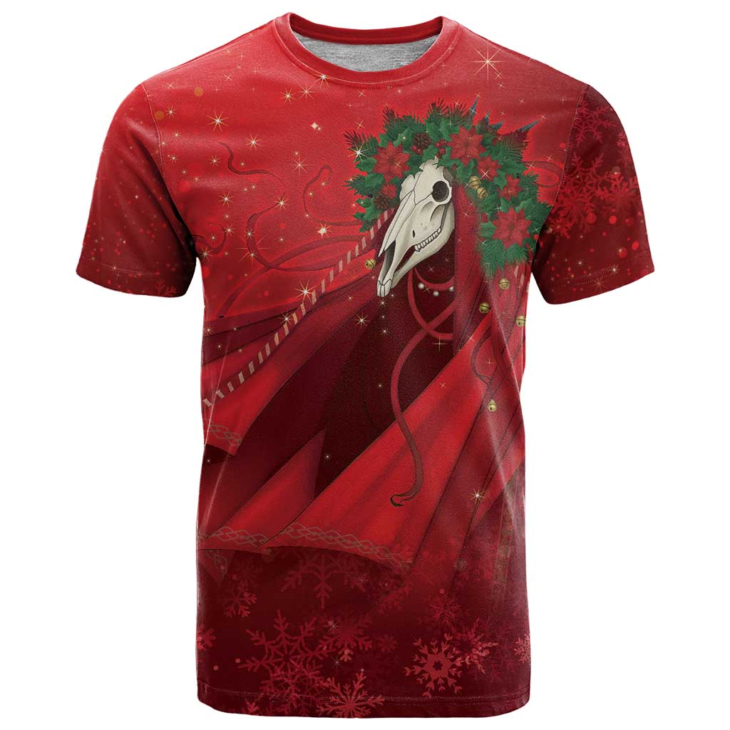Merry Creepmas Mari Lwyd T-Shirt Folklore Ghost Horse Christmas Graphic Tee