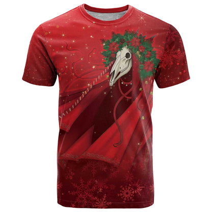 Merry Creepmas Mari Lwyd T-Shirt Folklore Ghost Horse Christmas Graphic Tee