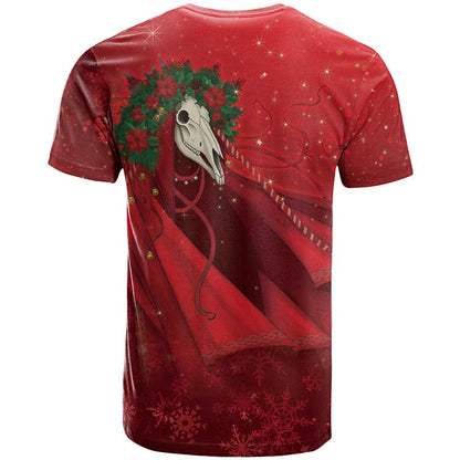 Merry Creepmas Mari Lwyd T-Shirt Folklore Ghost Horse Christmas Graphic Tee