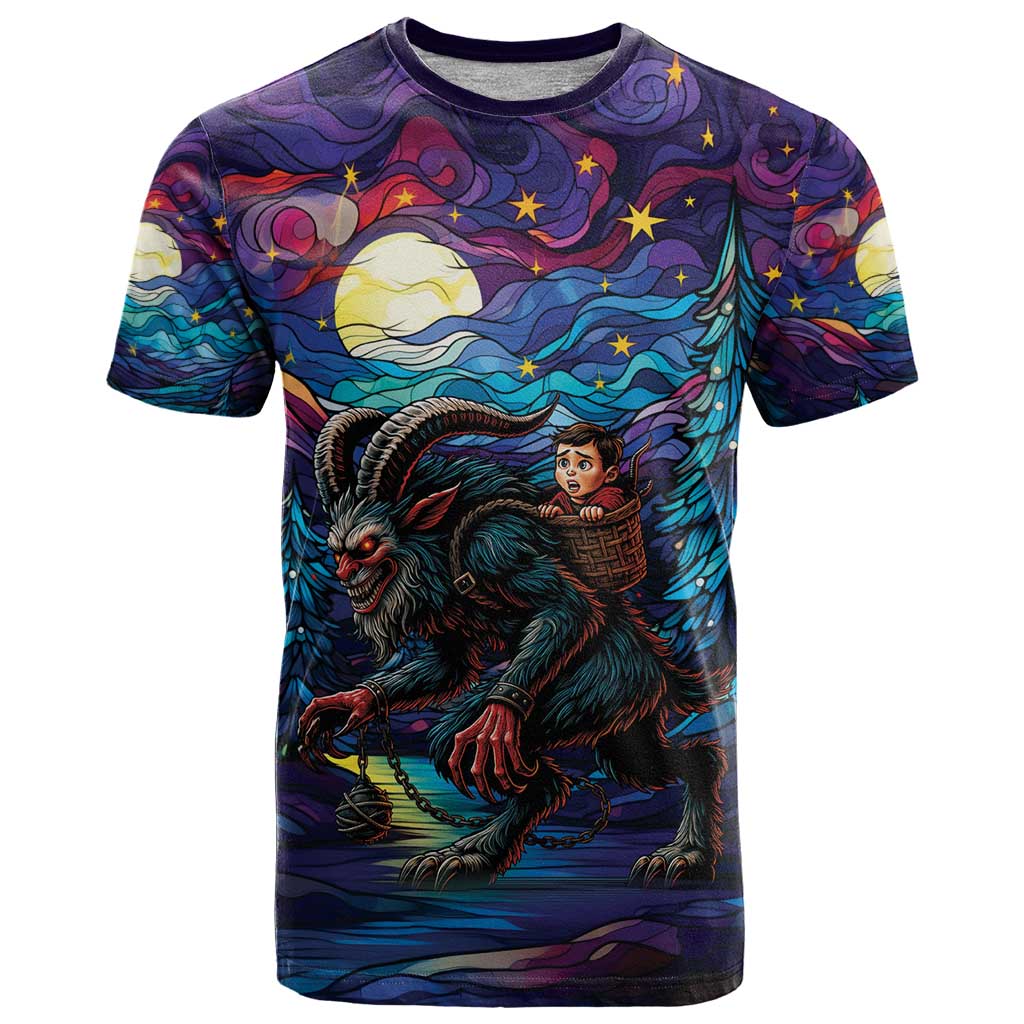 Stained Glass Krampus T-Shirt Gothic Christmas Myth Graphic Tee