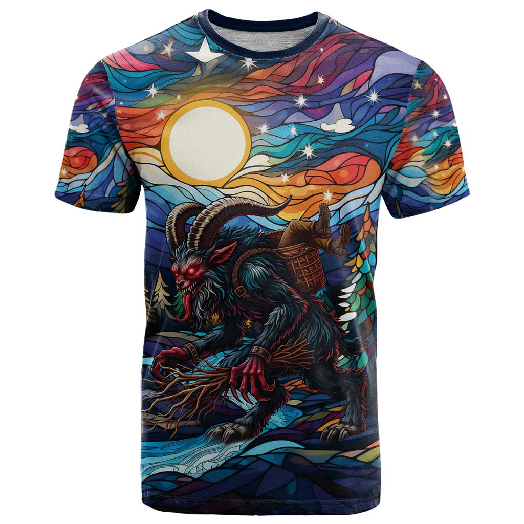 Stained Glass Krampus T-Shirt Folklore Horror Art Graphic Tee