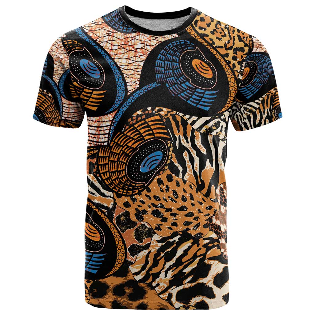 African Ankara Motifs Mixed Animal Skins T-Shirt Graphic Tee