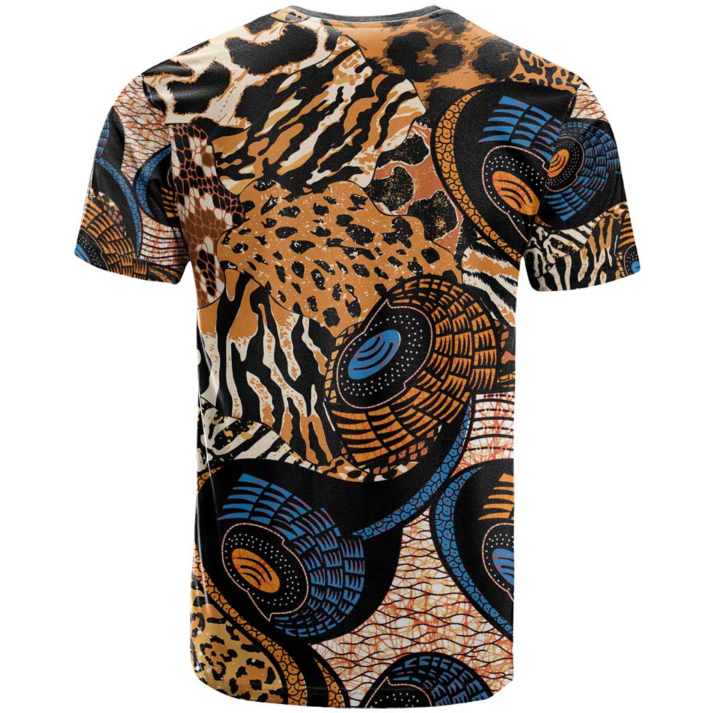 African Ankara Motifs Mixed Animal Skins T-Shirt Graphic Tee