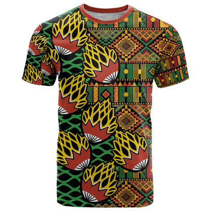 African Tribal Geometric Mixed Kanga Pattern T-Shirt Graphic Tee