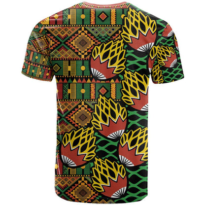 African Tribal Geometric Mixed Kanga Pattern T-Shirt Graphic Tee