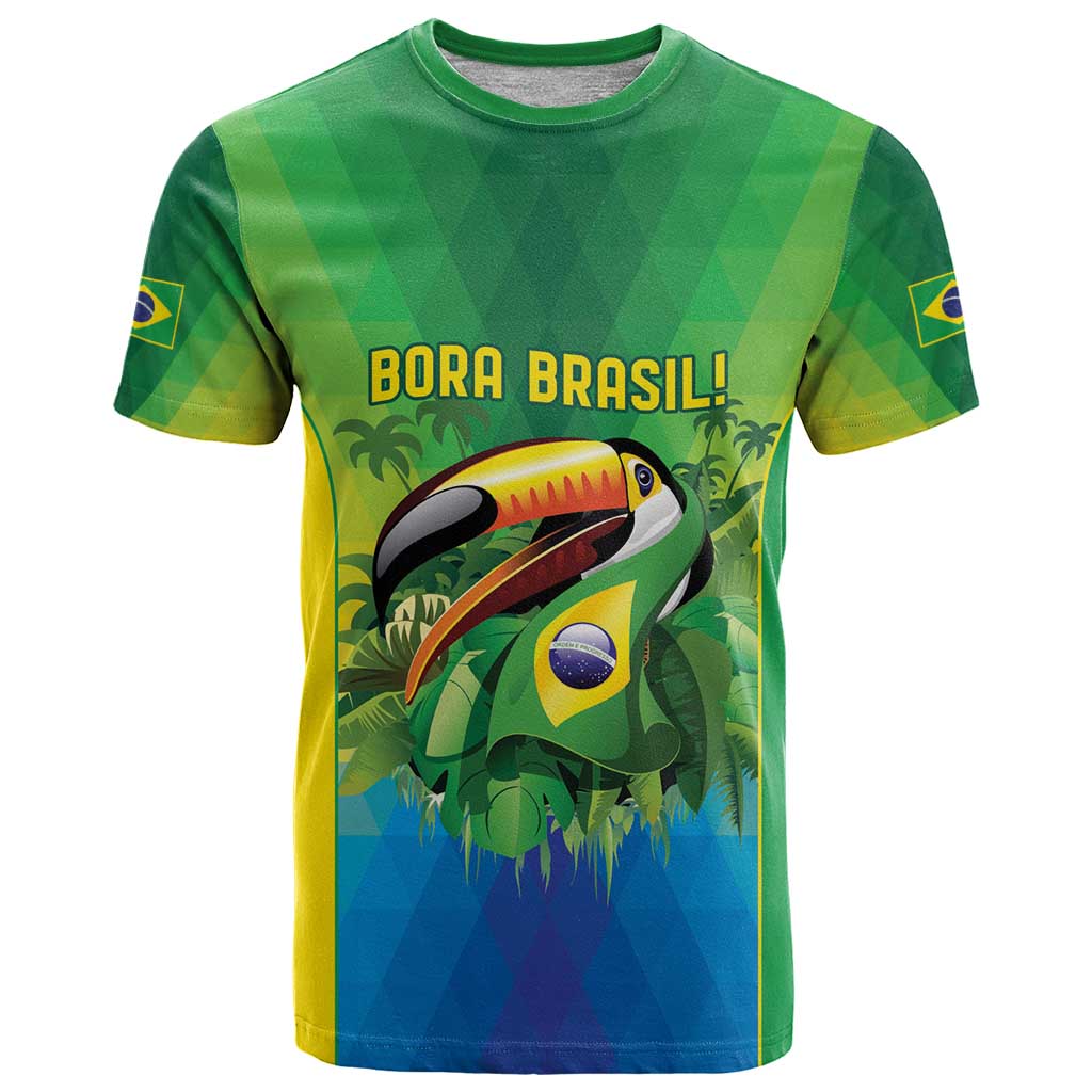 Brazil Football Custom T-Shirt Toco Toucan Bora Brasil! Go Brazil! Graphic Tee