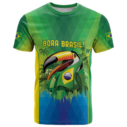 Brazil Football Custom T-Shirt Toco Toucan Bora Brasil! Go Brazil! Graphic Tee