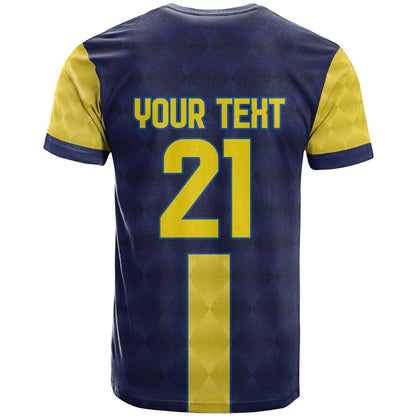 Ecuador La Tricolor Custom T-Shirt Gold and Navy Blue Motif Graphic Tee