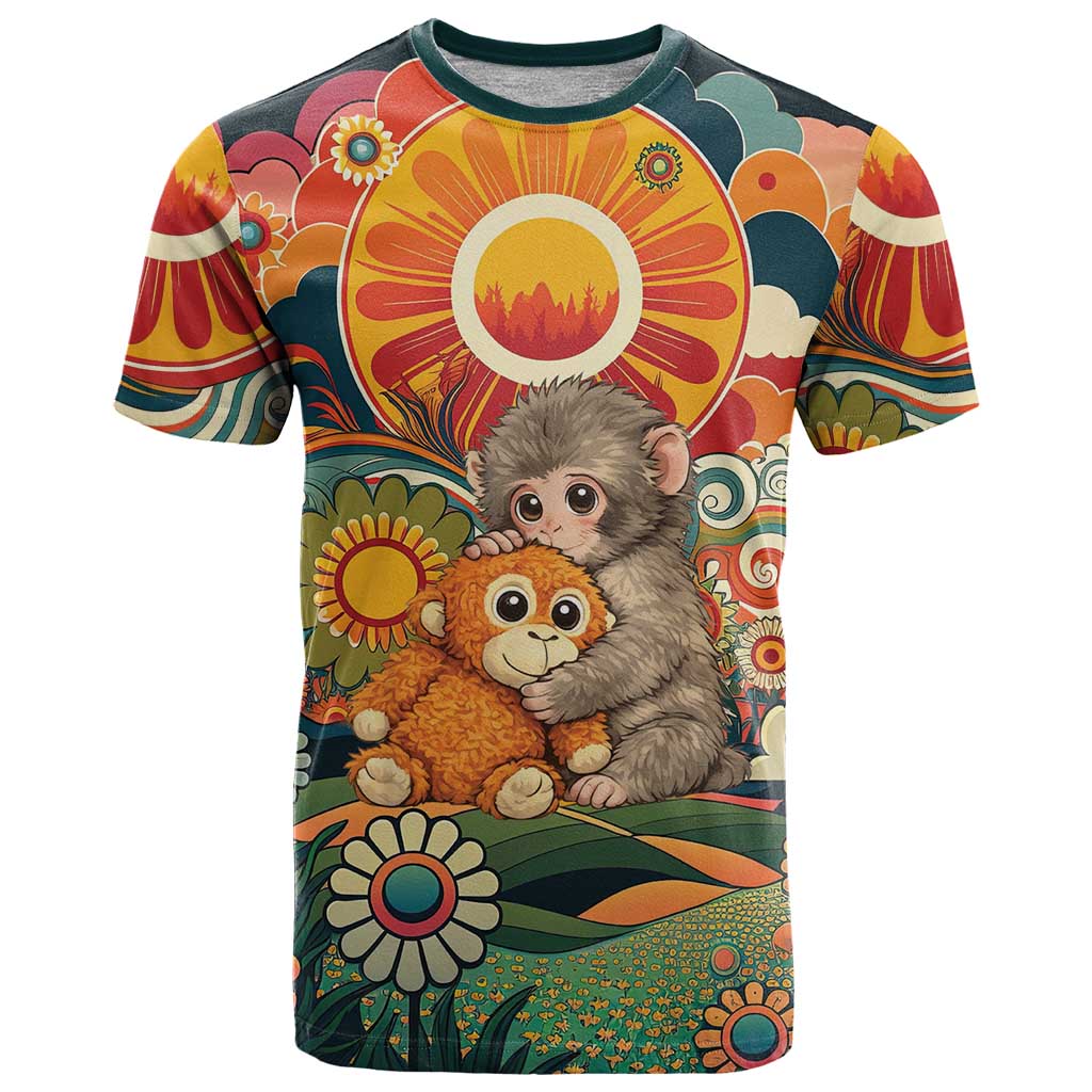 Baby Monkey Punch T-Shirt Retro 70s Hippie Groovy Style Graphic Tee