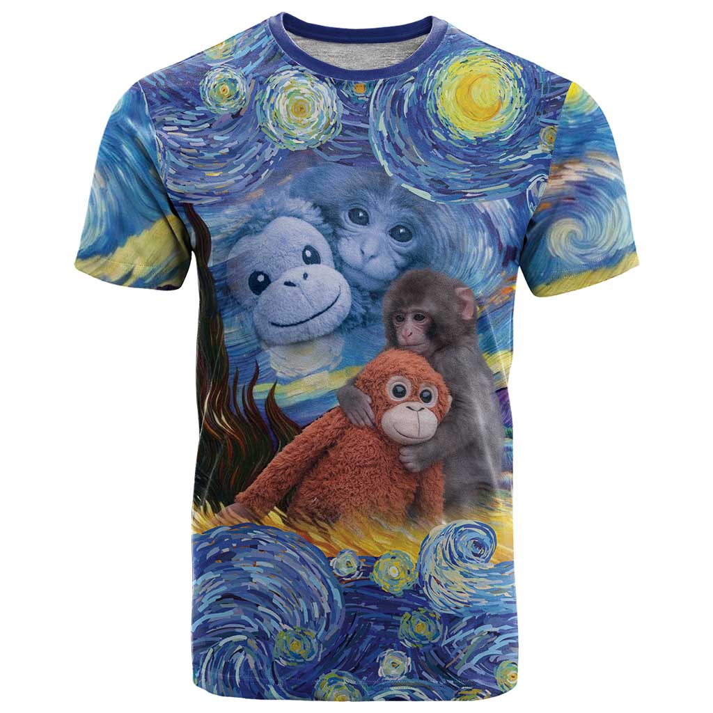 Personalized Baby Monkey Punch T-Shirt Starry Night Inspired Graphic Tee