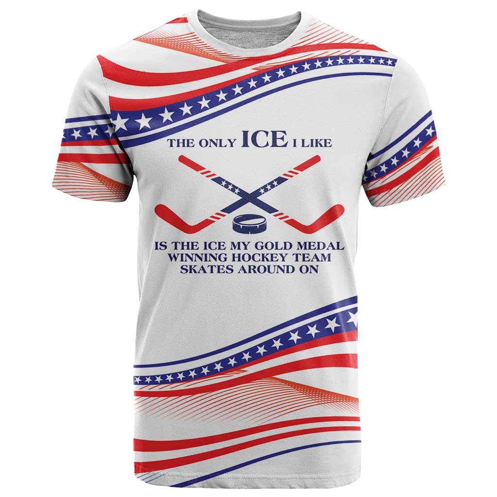 Personalized Hockey Team T-Shirt Gold Medal Winning Team White Graphic Tee