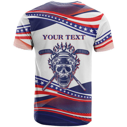 Personalized USA Hockey T-Shirt Losing Teeth Winning Wars Since 1776 White Graphic Tee