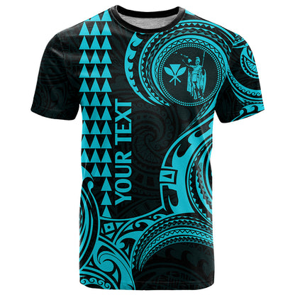 Custom Hawaii T-Shirt Paradise of the Pacific Tribal Kakau for King Kamehameha Day - Aqua Graphic Tee