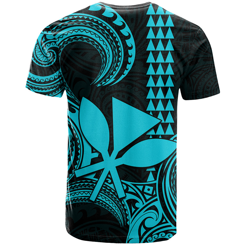 Custom Hawaii T-Shirt Paradise of the Pacific Tribal Kakau for King Kamehameha Day - Aqua Graphic Tee