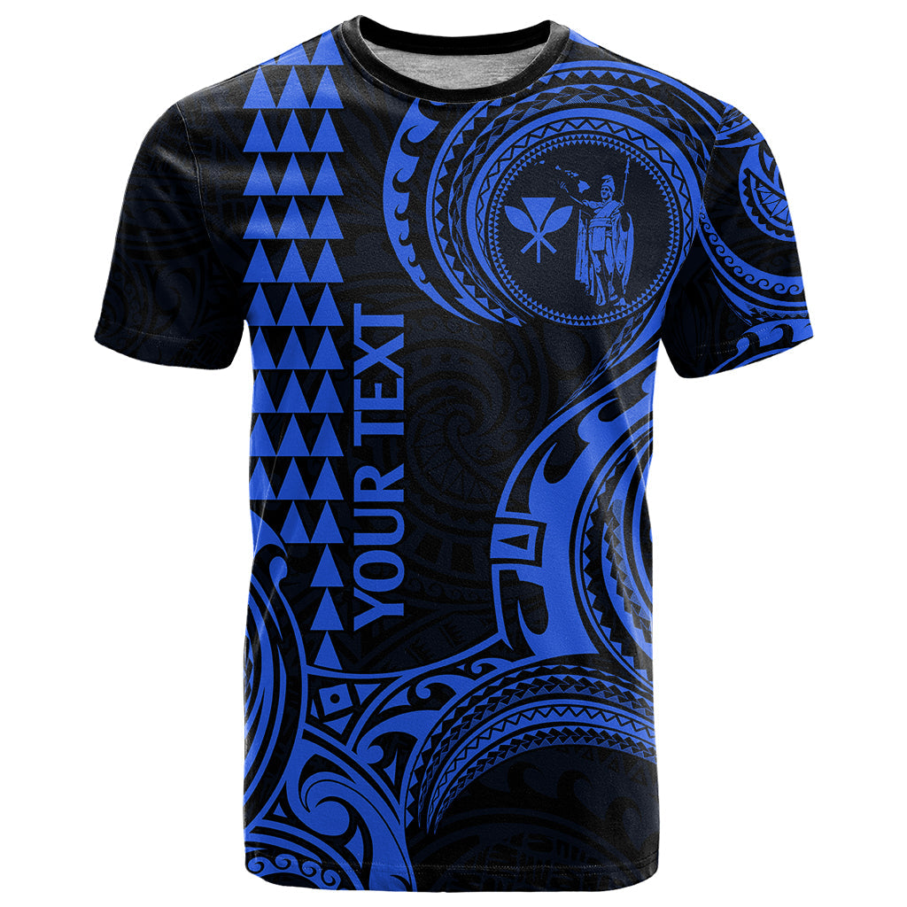Custom Hawaii T-Shirt Paradise of the Pacific Tribal Kakau for King Kamehameha Day - Blue Graphic Tee