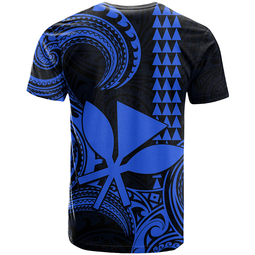 Custom Hawaii T-Shirt Paradise of the Pacific Tribal Kakau for King Kamehameha Day - Blue Graphic Tee