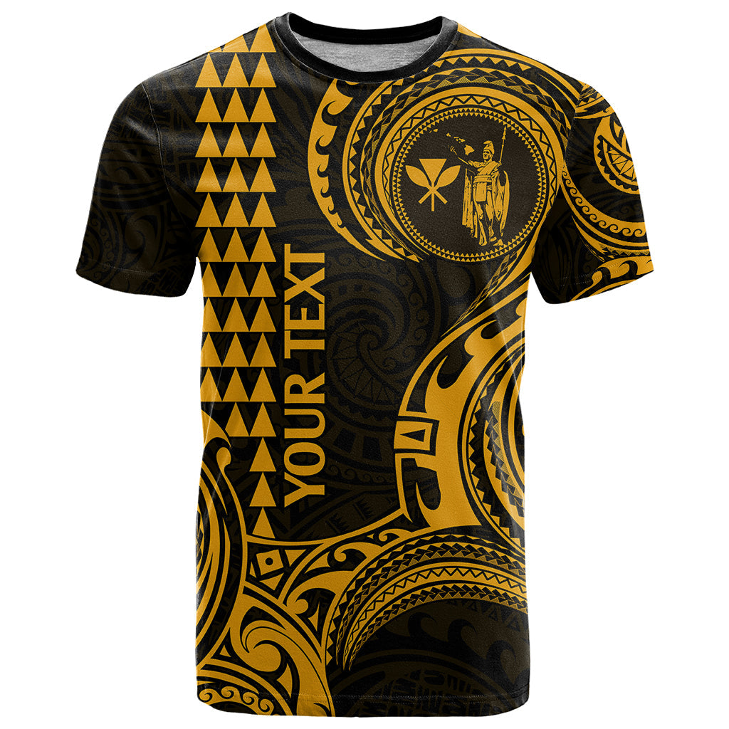 Custom Hawaii T-Shirt Paradise of the Pacific Tribal Kakau for King Kamehameha Day - Gold Graphic Tee