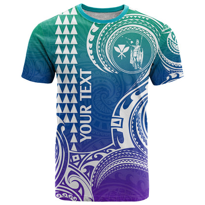 Custom Hawaii T-Shirt Paradise of the Pacific Tribal Kakau for King Kamehameha Day - Gradient Graphic Tee