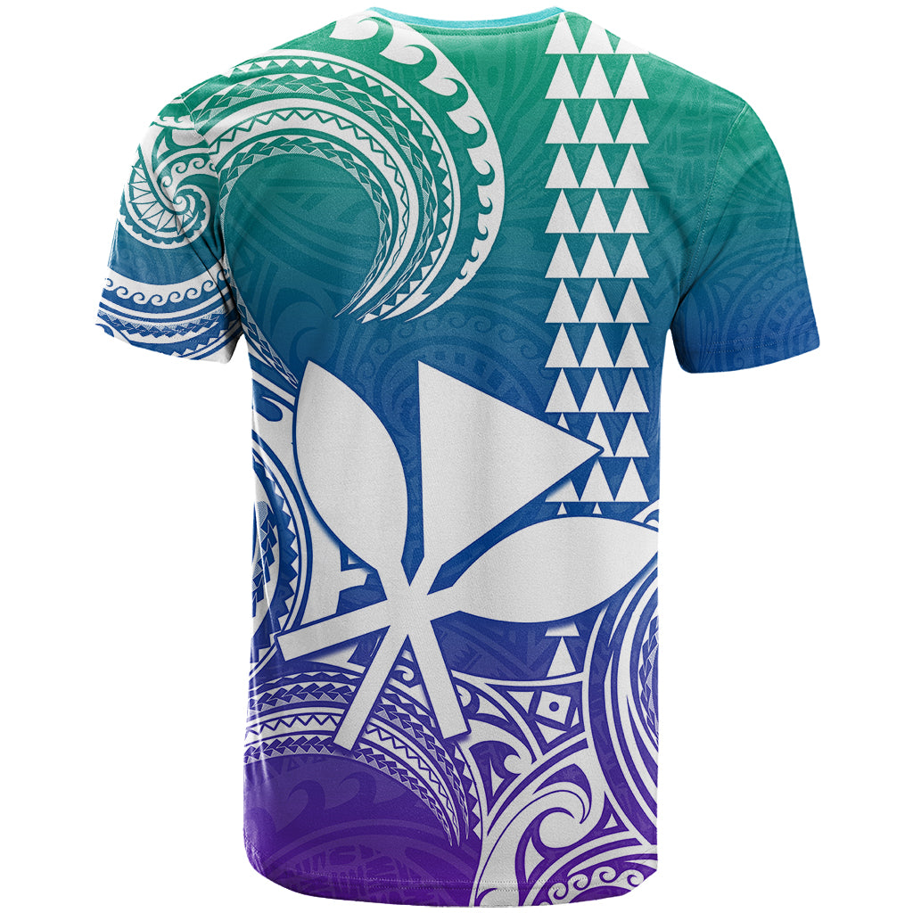 Custom Hawaii T-Shirt Paradise of the Pacific Tribal Kakau for King Kamehameha Day - Gradient Graphic Tee