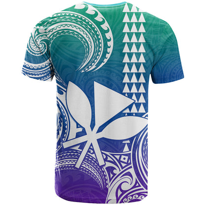 Custom Hawaii T-Shirt Paradise of the Pacific Tribal Kakau for King Kamehameha Day - Gradient Graphic Tee