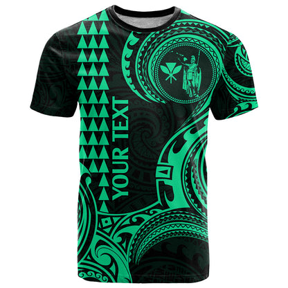 Custom Hawaii T-Shirt Paradise of the Pacific Tribal Kakau for King Kamehameha Day - Green Graphic Tee
