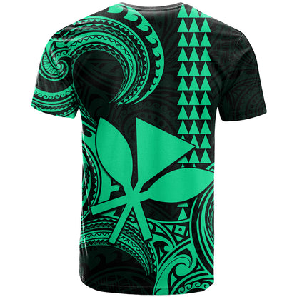 Custom Hawaii T-Shirt Paradise of the Pacific Tribal Kakau for King Kamehameha Day - Green Graphic Tee