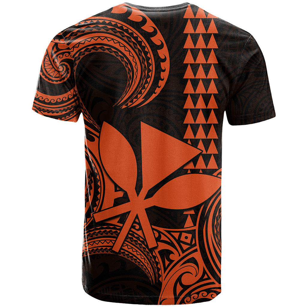 Custom Hawaii T-Shirt Paradise of the Pacific Tribal Kakau for King Kamehameha Day - Orange Graphic Tee