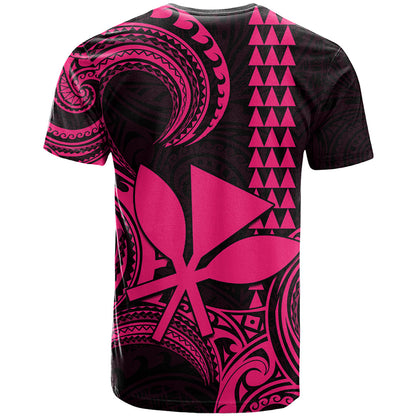 Custom Hawaii T-Shirt Paradise of the Pacific Tribal Kakau for King Kamehameha Day - Pink Graphic Tee
