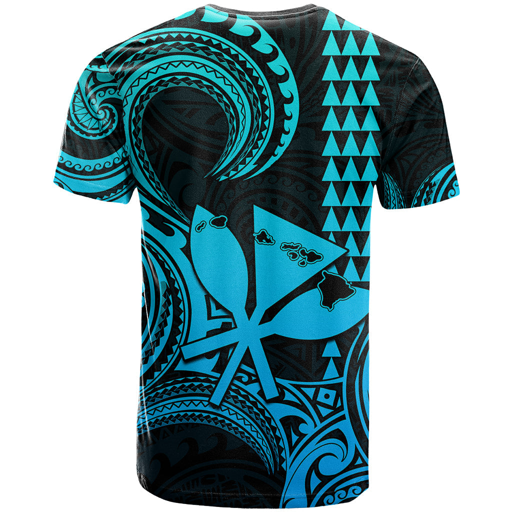 Custom Happy King Kamehameha Day Hawaii T-Shirt Paradise of the Pacific Tribal Kakau with Kanaka Maoli - Aqua Graphic Tee