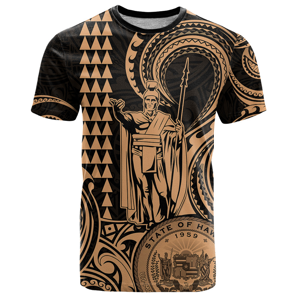 Custom Happy King Kamehameha Day Hawaii T-Shirt Paradise of the Pacific Tribal Kakau with Kanaka Maoli - Nude Graphic Tee