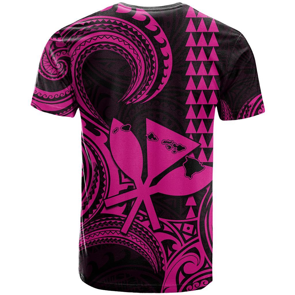 Custom Happy King Kamehameha Day Hawaii T-Shirt Paradise of the Pacific Tribal Kakau with Kanaka Maoli - Pink Graphic Tee