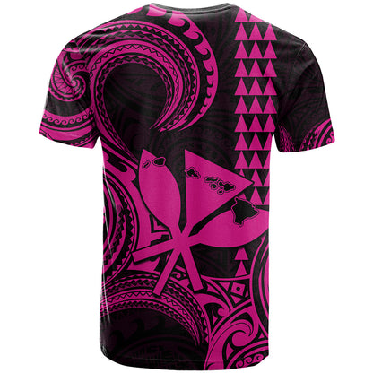 Custom Happy King Kamehameha Day Hawaii T-Shirt Paradise of the Pacific Tribal Kakau with Kanaka Maoli - Pink Graphic Tee