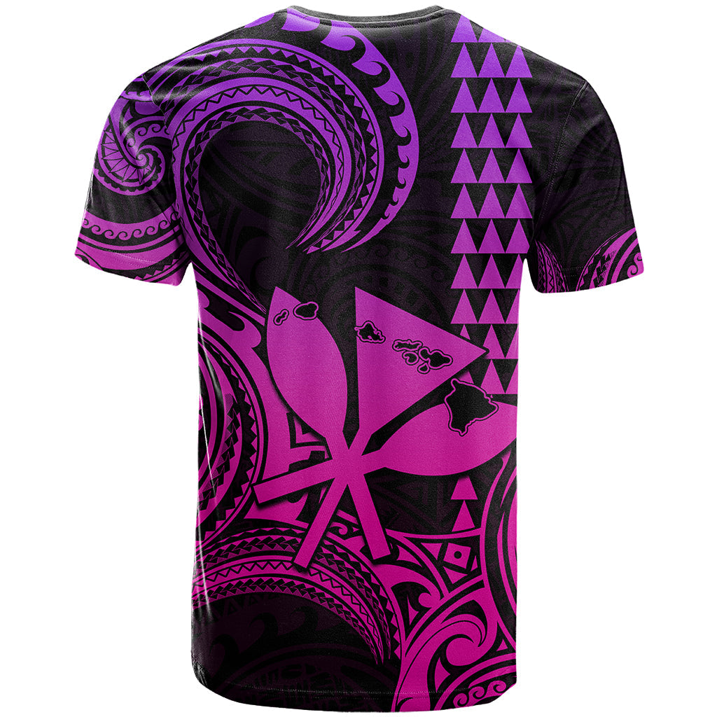 Custom Happy King Kamehameha Day Hawaii T-Shirt Paradise of the Pacific Tribal Kakau with Kanaka Maoli - Pink Gradient Graphic Tee