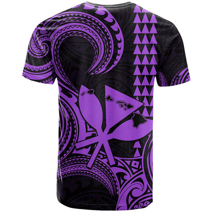 Custom Happy King Kamehameha Day Hawaii T-Shirt Paradise of the Pacific Tribal Kakau with Kanaka Maoli - Purple Graphic Tee