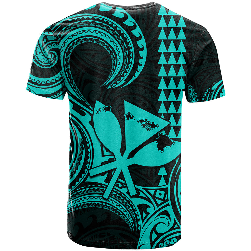 Custom Happy King Kamehameha Day Hawaii T-Shirt Paradise of the Pacific Tribal Kakau with Kanaka Maoli - Turquoise Graphic Tee