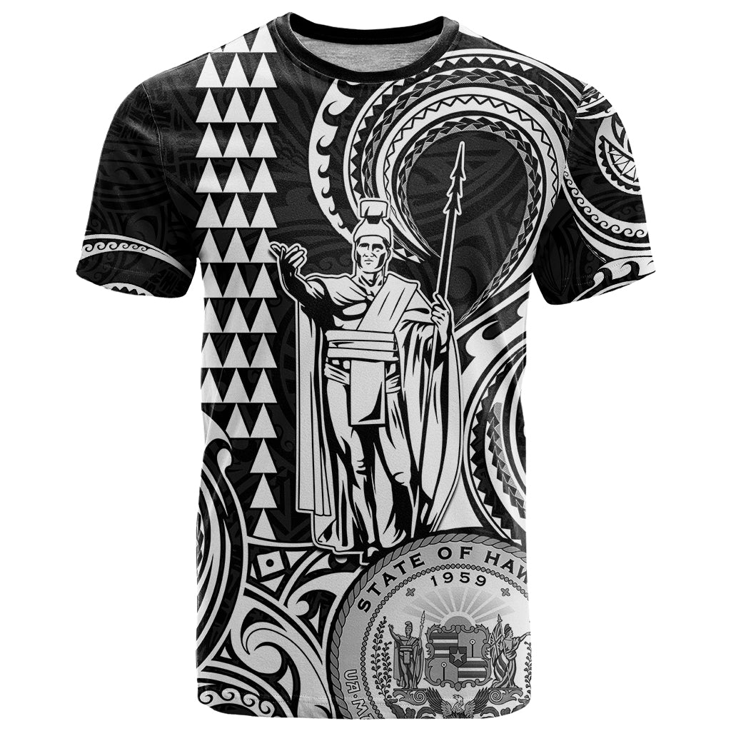 Custom Happy King Kamehameha Day Hawaii T-Shirt Paradise of the Pacific Tribal Kakau with Kanaka Maoli - White Graphic Tee